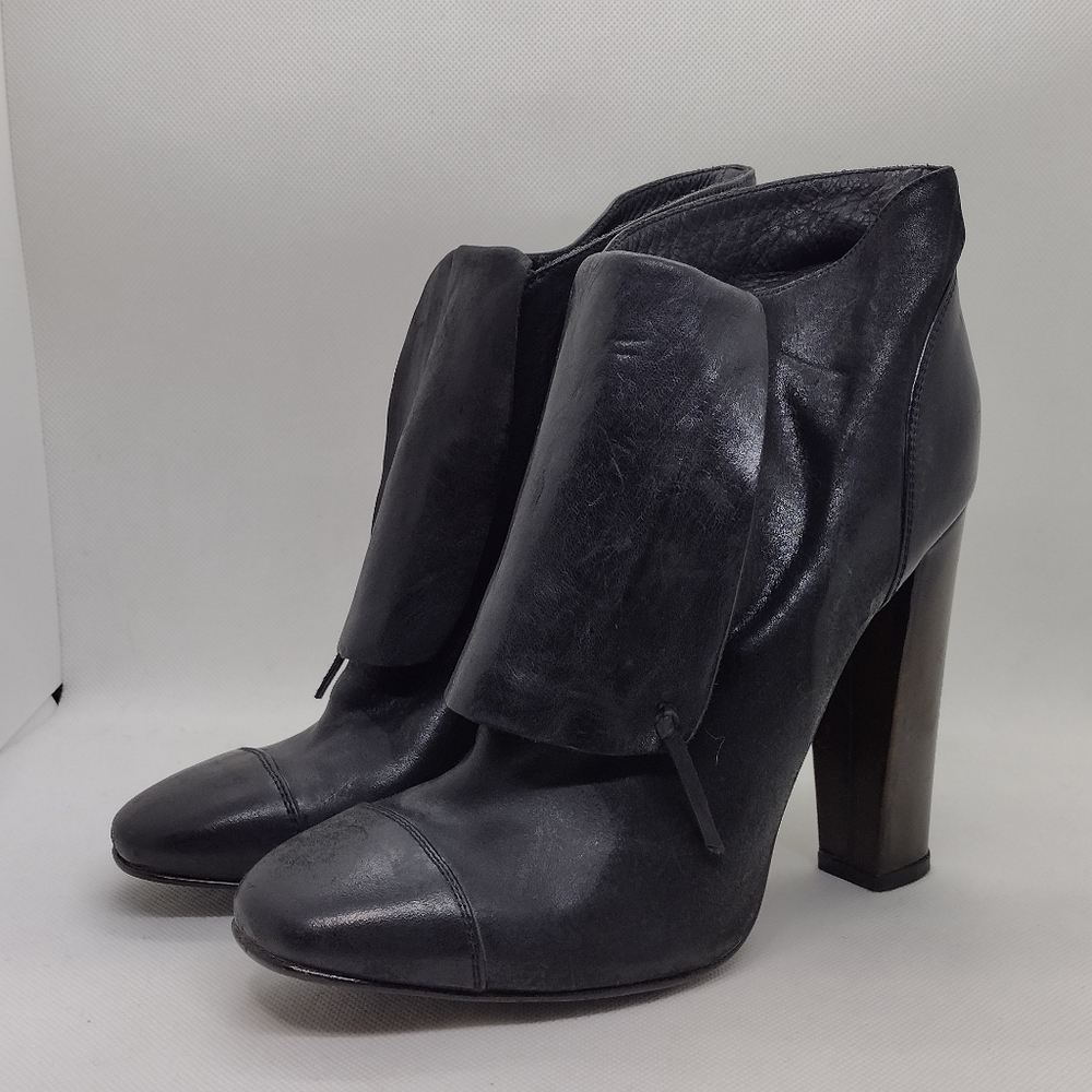 Alberto Fasclan Leather Heeled Ankle Boots Women's 38 Black Italy Retro 90s